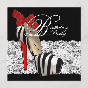 Invitation Le talon haut noir chausse la fête d'anniversaire