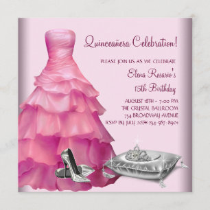 Invitation Le talon haut rose de robe de boule chausse