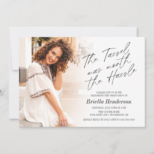 Invitation Le Tassel Vaut La Fête De La Graduation Hassle (Devant)