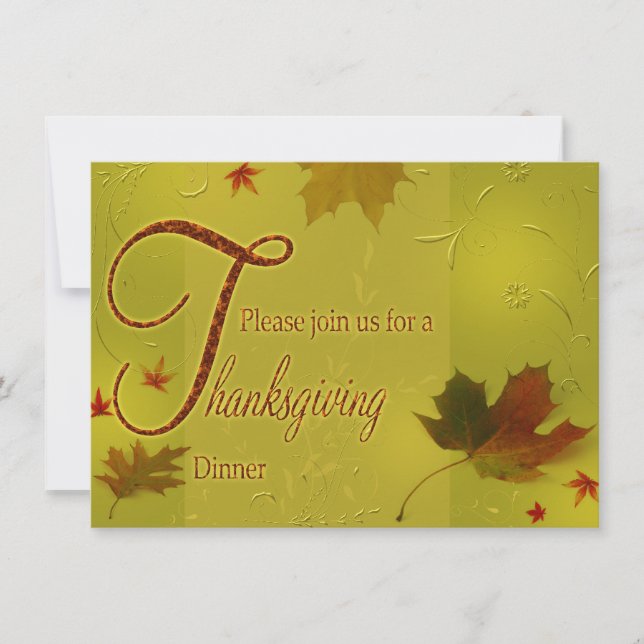 Invitation Le thanksgiving souhaite le feuille de typographie (Devant)