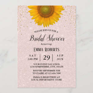 Invitation Le tournesol élégant rougissent Fête de la mariée