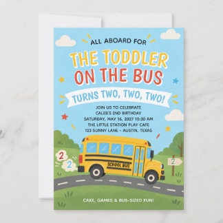 Invitation Le tout-petit dans le bus fête ses deux ans