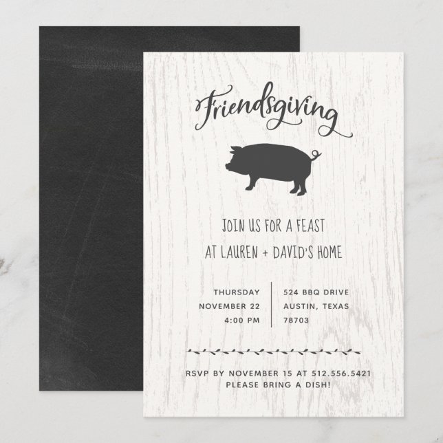 Invitation Le Trendy de l'Amour Rustique| Dîner de Thanksgivi (Devant / Derrière)