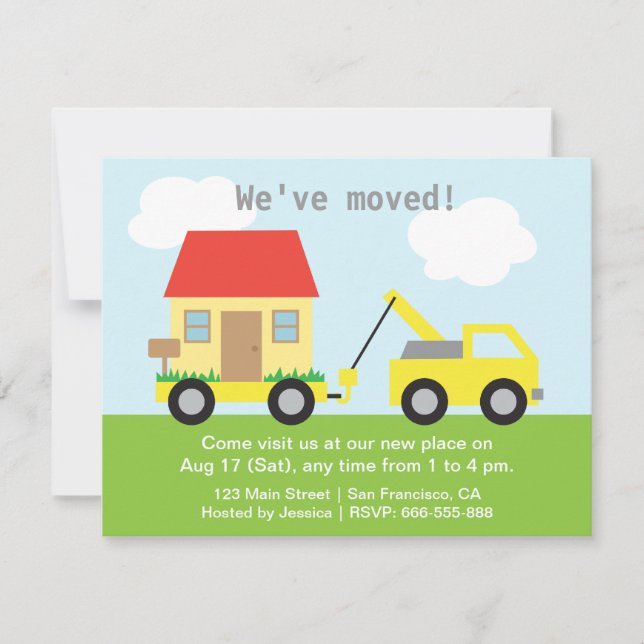 Invitation Le Truck Towing House Nous Avons Déménagé (Devant)