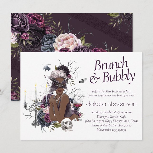 Invitation Le Vampiress | Moody Gothic Champagne Brunch (Devant / Derrière)