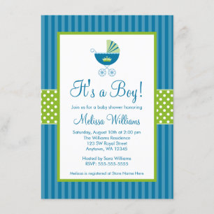 Invitation Le vert bleu de prince Carriage barre le baby