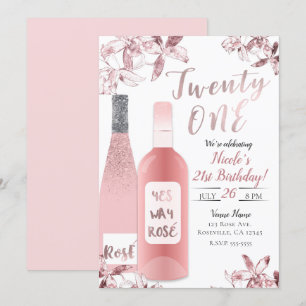 Invitation Le vin et l'orchidée roses de Rosè fleurit vingt