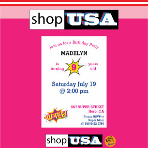 Invitation Le visage de l'enfant sur le Superhéros de fille p