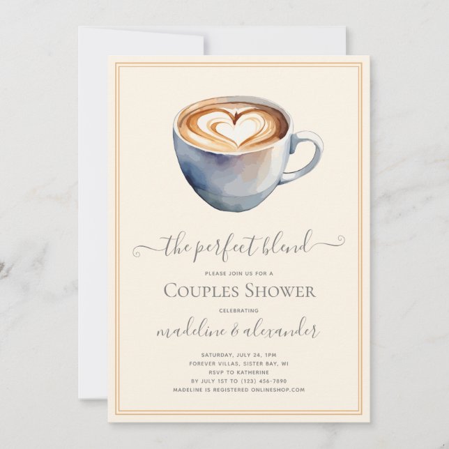 Invitation Le Wedding shower De Café Mixte Parfait (Devant)