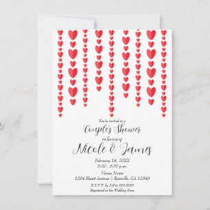 Invitation Le Wedding shower du Red Hearts Valentine Couple