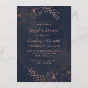 Invitation Le Wedding shower du Rose Gold Chic Couple bleu ma