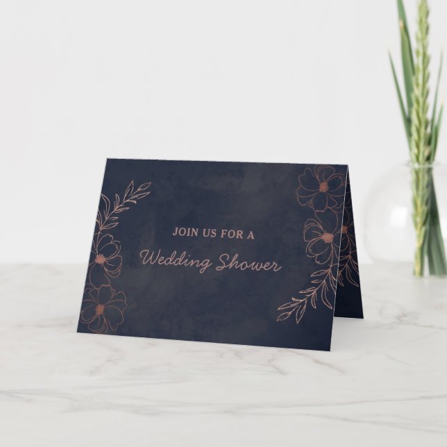 Invitation Le Wedding shower du Rose Gold Couple de la Marine (Devant)