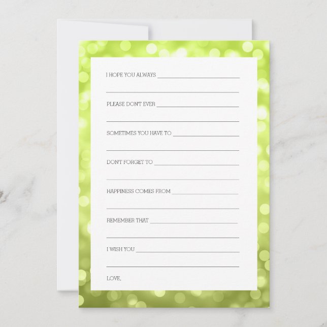 Invitation Le wedding shower souhaite les lumières Chartreuse (Devant)