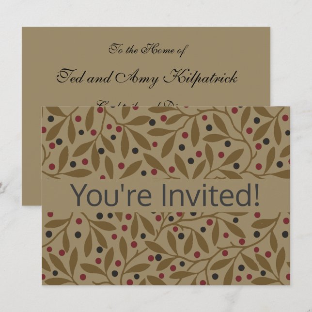 Invitation Leaf Berry Classique Colorful Art Motif (Devant / Derrière)