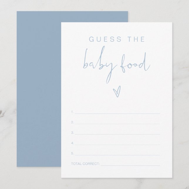 Invitation LEAH Pastel Blue Guess Baby Food Baby shower Jeu (Devant / Derrière)