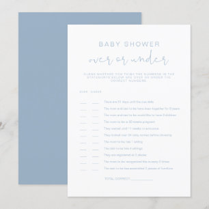 Invitation LEAH Pastel Blue Over Under Baby shower Game