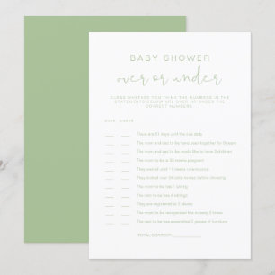 Invitation LEAH Pastel Green Over Under Baby shower Game