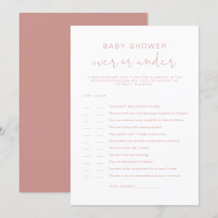 Invitation LEAH Pastel Pink Over Under Baby shower Game