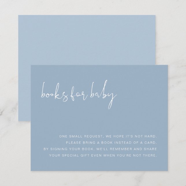 Invitation LEAH Vibrant Pastel Dusty Blue Livres Pour Baby Ca (Devant / Derrière)