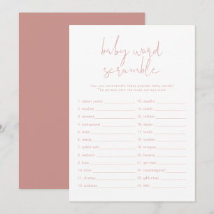 Invitation LEAH Vibrant Pastel Rose Baby Word Scramble Jeu