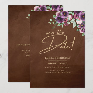 Invitation LeahG Brown Berry Plum Purple Mariage Automne Hive
