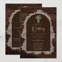 LeahG Dentelle rustique Gypsophila Mariage en bois