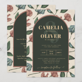 Invitation LeahG Emerald Green Terracotta Gold Mariage de aut