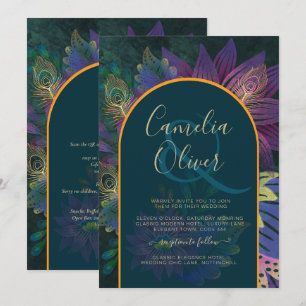 Invitation LeahG Green Purple Gold JEWEL TONES Mariage INVITE