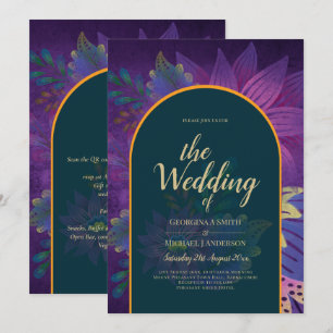 Invitation LeahG Green Purple Gold JEWEL TONES Mariage INVITE