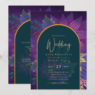 Invitation LeahG Green Purple Gold JEWEL TONES Mariage INVITE
