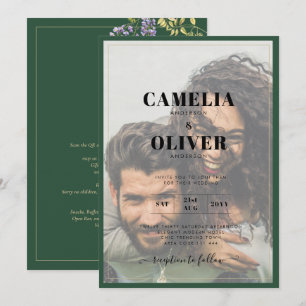 Invitation LeahG Green Purple WISTERIA Wedding INVITE