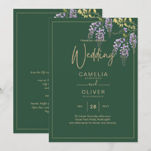 Invitation LeahG Green Purple WISTERIA Wedding INVITE