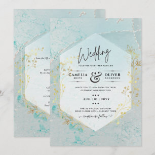 Invitation LeahG INK Verre de mer Turquoise Gold Aqua INVITAT