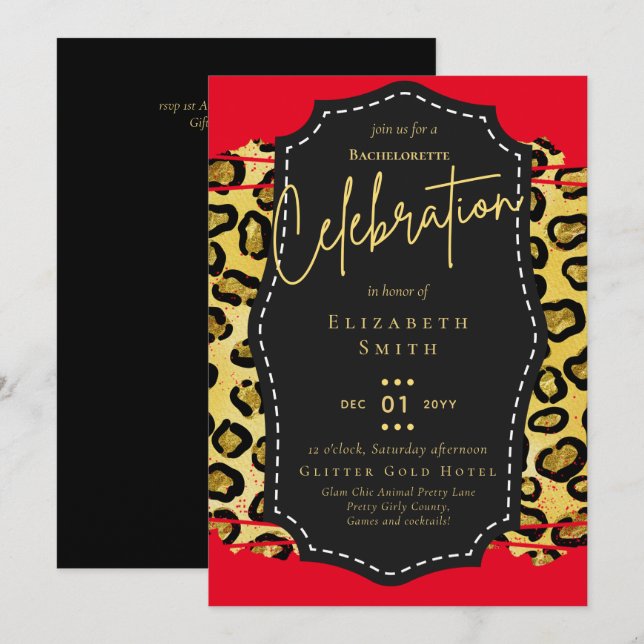 Invitation LeahG Jolie fille Posters de animaux de Glam Bache (Devant / Derrière)