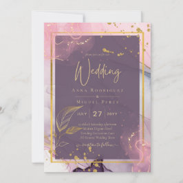 Invitation LeahG® Lavender INK Mauve Purple Mariage or
