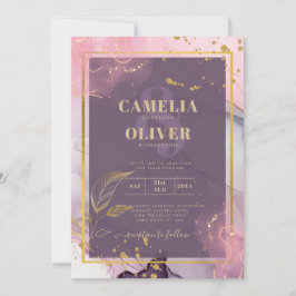 Invitation LeahG® Lavender INK Mauve Purple Mariage or