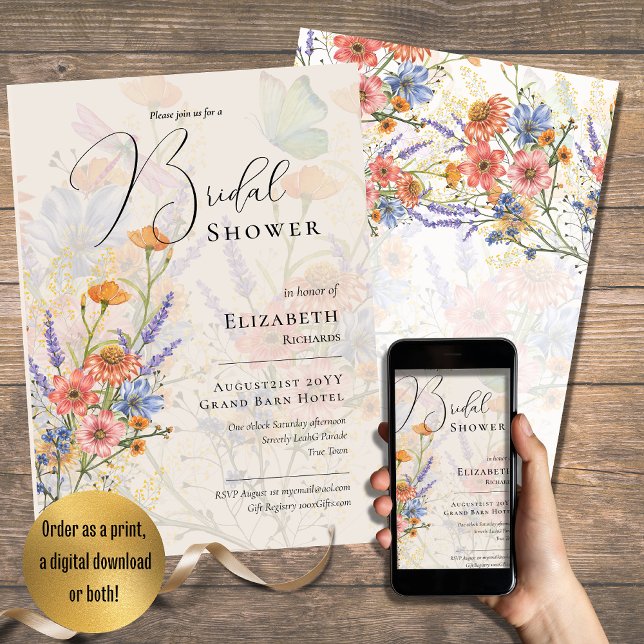 Invitation LeahG Mariage de fleurs florales Boho printemps ét (Créateur téléchargé)