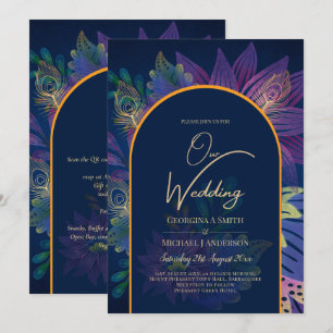 Invitation LeahG Marine Purple Gold JEWEL TONES Mariage INVIT