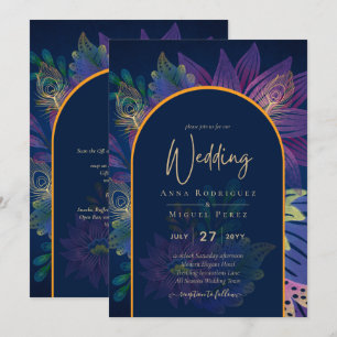 Invitation LeahG Marine Purple Gold JEWEL TONES Mariage INVIT
