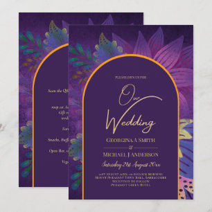 Invitation LeahG Plum Purple Gold JEWEL TONES Mariage INVITE
