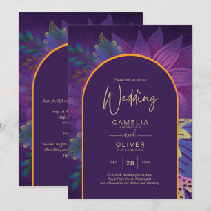 Invitation LeahG Plum Purple Gold JEWEL TONES Mariage INVITE