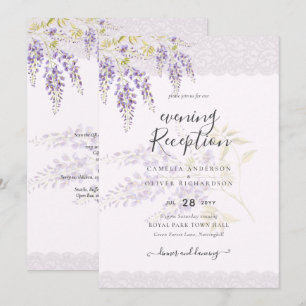 Invitation LeahG Purple WISTERIA Dentelle Florale Mariage INV
