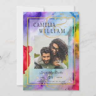 Invitation LeahG Rainbow Pride Mariage d'encre PHOTO  Date de