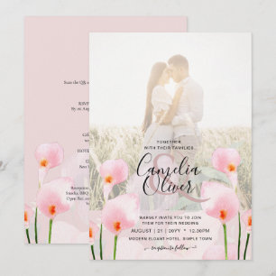 Invitation LeahG Rose Calla Lily PHOTO Overlay Mariage Invite