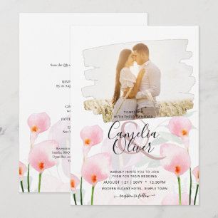 Invitation LeahG Rose Calla Lily PHOTO Overlay Mariage Invite