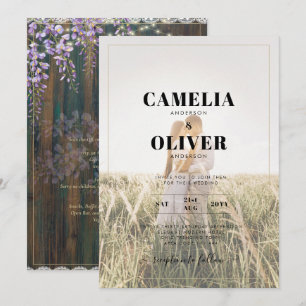 Invitation LeahG Rustic WISTERIA Dentelle Floral Wedding INVI