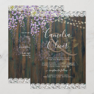 Invitation LeahG Rustic WISTERIA Dentelle Floral Wedding INVI