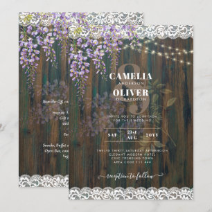 Invitation LeahG Rustic WISTERIA Dentelle Floral Wedding INVI