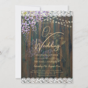 Invitation LeahG Rustic WISTERIA Dentelle Floral Wedding INVI