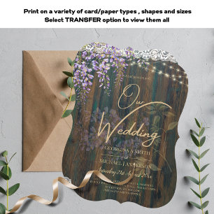 Invitation LeahG Rustic WISTERIA Dentelle Floral Wedding INVI